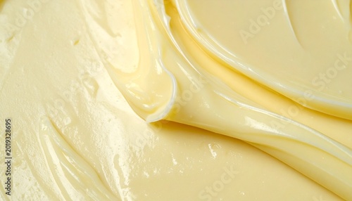 Smooth pale yellow butter texture with creamy folds and glossy highlights close up