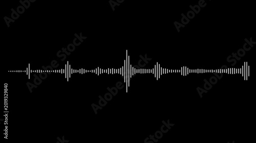 Audio spectrum wave effect, Wave form Audio Isolated on transparent background. White audio waveform spectrum animation, alpha channel, 