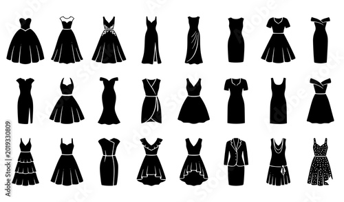 Konstfotografi Set of elegant women's dress silhouettes for fashion design