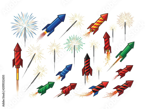 Bild auf Leinwand Pyrotechnic colored icons