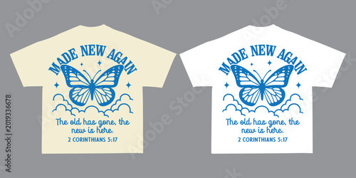 Cuadro en lienzo Made New Again Christian Bible Verse Urban Streetwear T Shirt Design