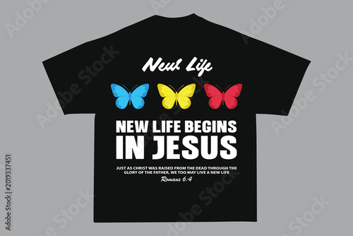 Quadro su tela New Life Jesus Urban Streetwear T Shirt Clothing Design