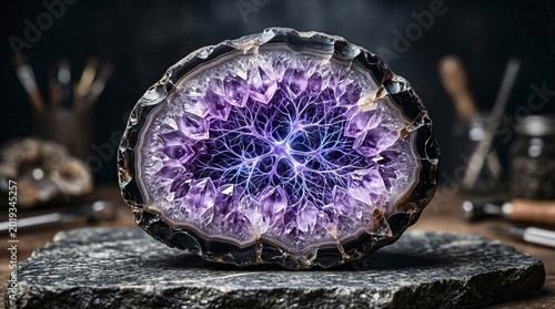 Vibrant Amethyst Geode with Luminous Crystal Formation