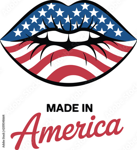 Made in America Lips Design – Patriotic USA Flag Mouth Graphic Illustration