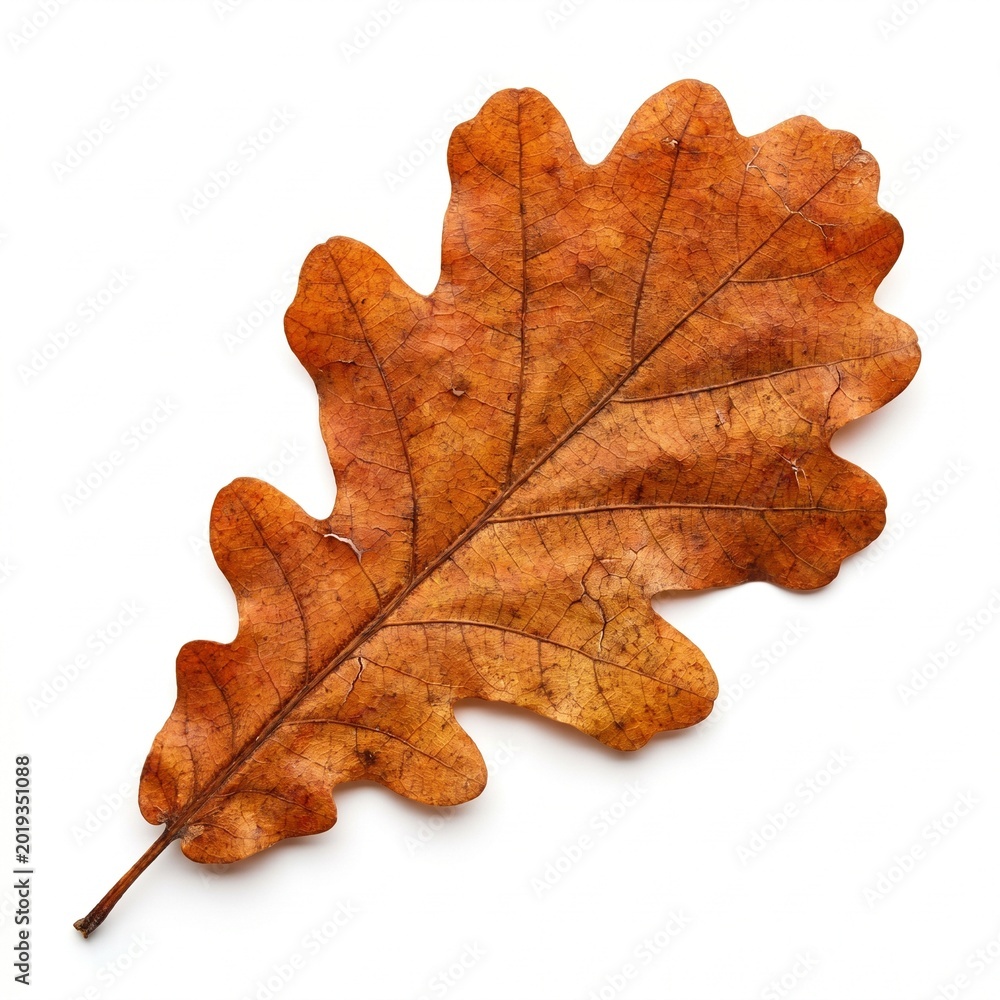 Fototapeta premium Single Autumn Oak Leaf with Brown and Orange Tones – Fall