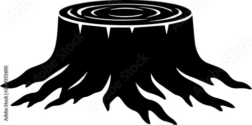 Bild auf Leinwand Black stump icon with roots Vector