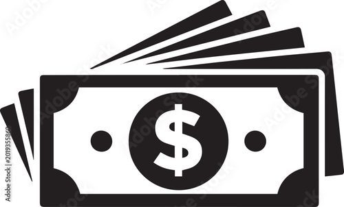 Black and white dollar bill icon Vector