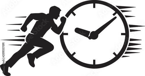 Man running next to a clock Vector