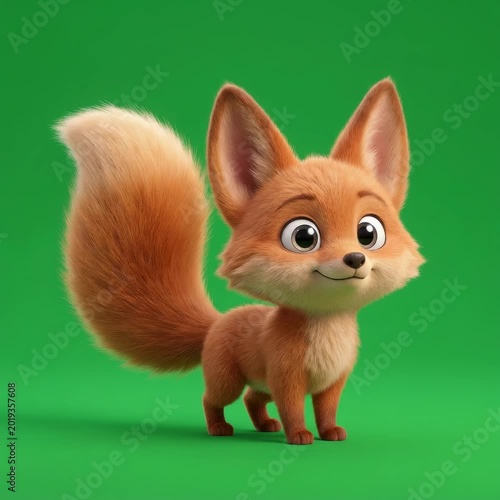 Animated Cartoon Fox Expressions Green Screen.