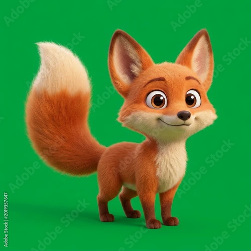 Animated Cartoon Fox Character Smiling.