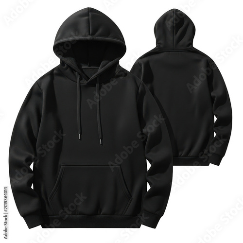 Black cartoon bear with hoodie sitting isolated on transparent background