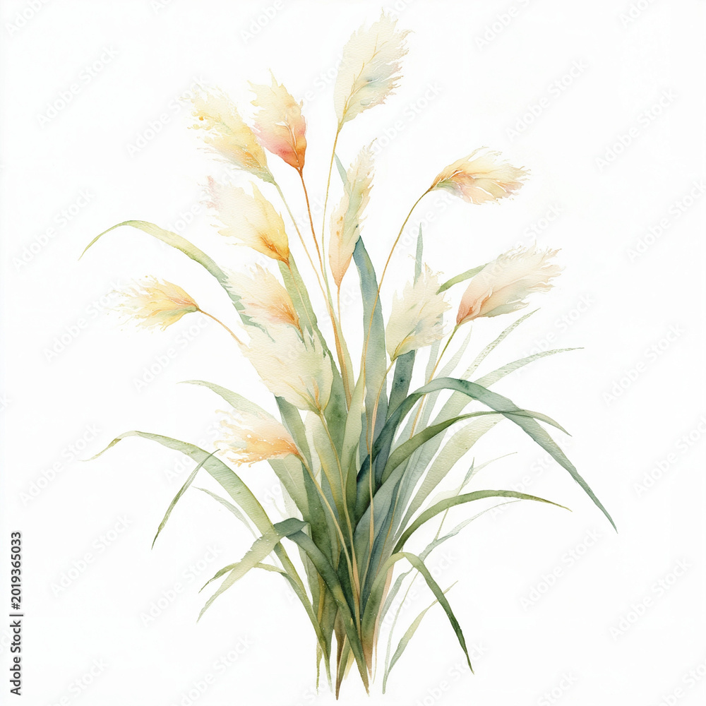 Fototapeta premium Watercolor Pampas Grass Bouquet Illustration