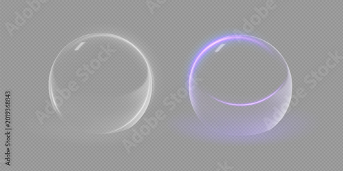 Sphere shield abstract energy protection spheres. Force field globe shell. Dome barrier technology vector set.
