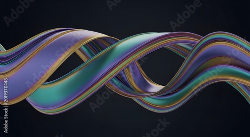 Vibrant iridescent ribbon waves on dark background