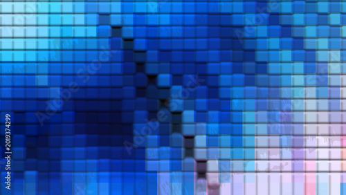 Abstract Blue Mosaic Pixel Background with Futuristic Digital Grid Pattern and Modern Technology Texture