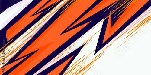 Photos Dynamic orange halftone sports background with sharp lightning shapes