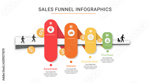 Business sales funnel vector infographics