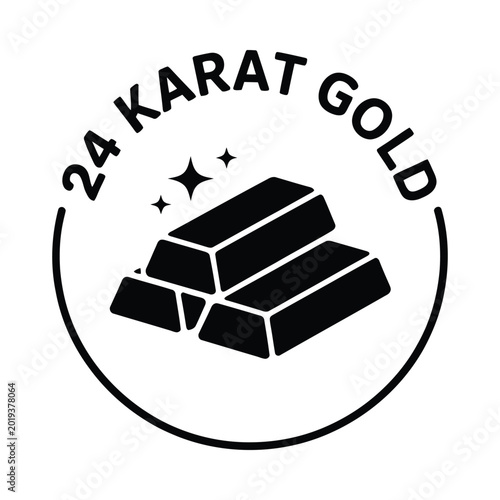 Tableau sur toile 24 karat gold emblem with stacked gold bars black silhouette on white