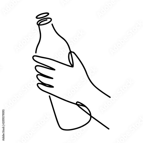 Continuous one line drawing of Beer glass bottle vector illustration.Continuous single line drawing of two wine bottles and clinking wine glasses.