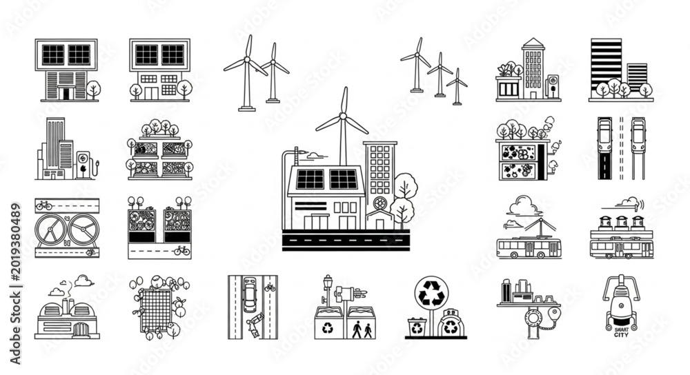 Fototapeta premium Collection of Industrial Building Icons and Symbols.