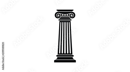 Tableau sur toile Classical column silhouette on a white background