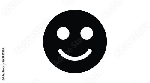 Cuadro en lienzo Smiling face icon black and white simple design