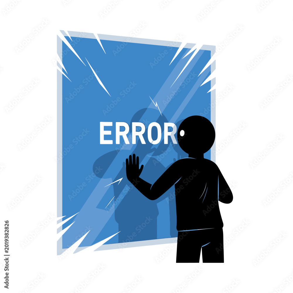 Naklejka premium Person Looking At Error Message.