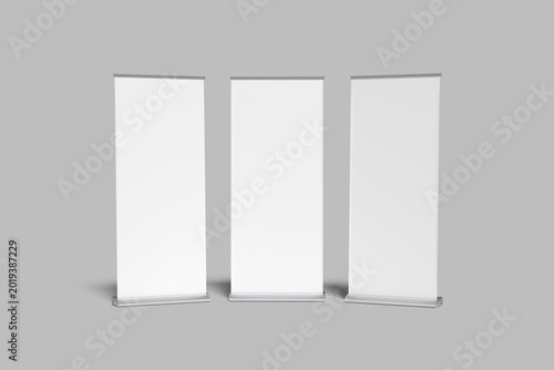 Rollup Banner Blank Mockup 3D Render