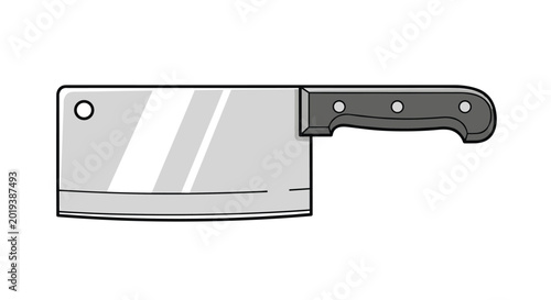 Tableau sur toile High quality illustration of a heavy metal meat cleaver with a black handle isolated on a clean white background