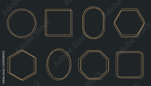 Fotografija Elegant gold geometric frames set with thin luxury lines and subtle glitter accents