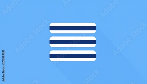 Blue minimalist hamburger menu icon for user interface navigation, featuring clean horizontal lines on a light background for mobile apps and web design.