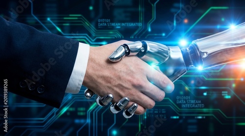 Machine learning, Ai, Partnership of human and Artificial Intelligence for business growth in the future, Data exchange with ai for more accurate business analysis and planning, technology innovation