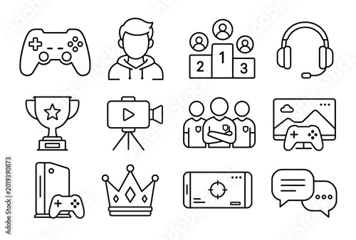 Gaming and video production icons.