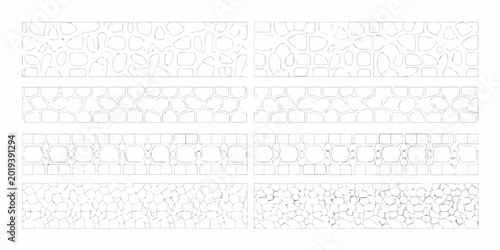 Foto architectural section view of stone wall patterns vertical cross section black l