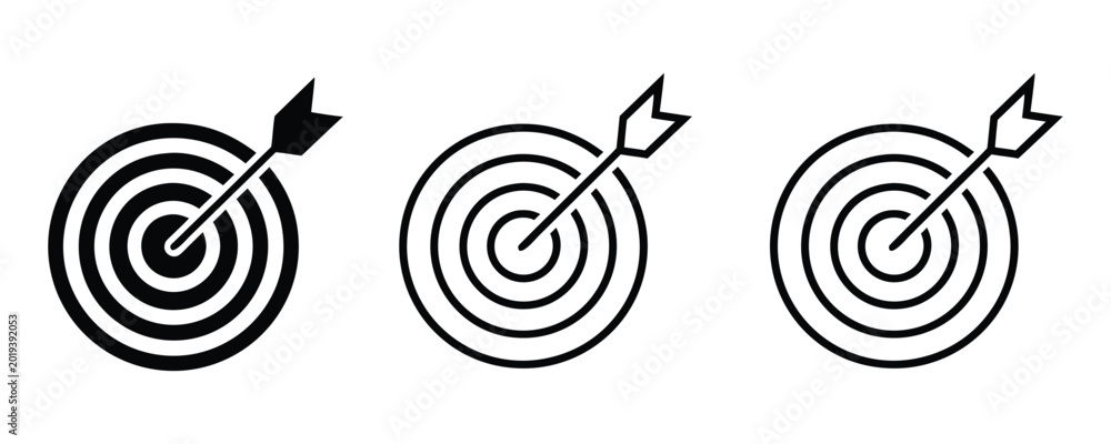 Εκτύπωση καμβά Target with arrow hitting bullseye icon vector illustration