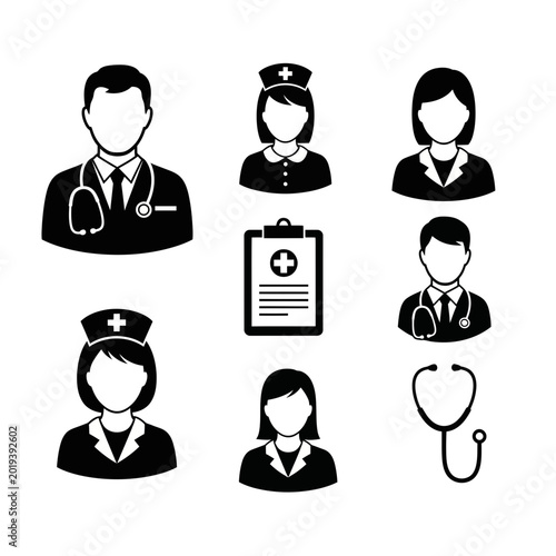 Medical Professional Avatar Icon Set Vector Illustration