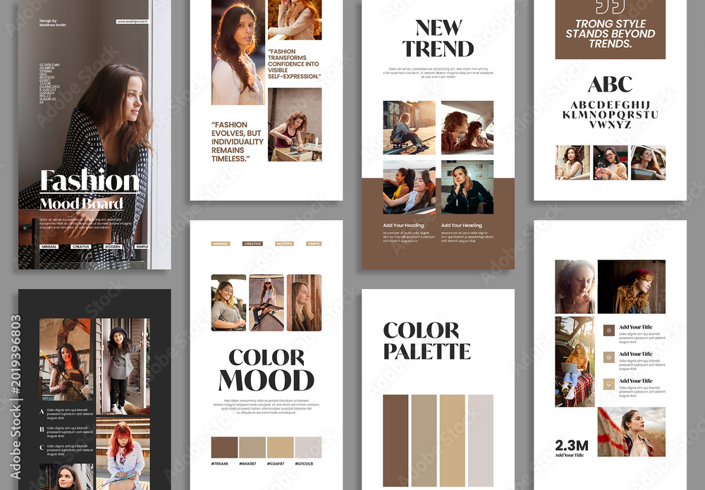 Mood Editorial Example Minimal Fashion Editorial Mood Board Layout Stock Template | Adobe Stock