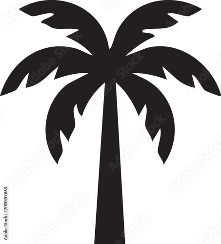 Tropical Palm Tree Silhouette: A minimalistic silhouette of a solitary palm tree stands tall. Its lush, expansive fronds reach towards the sky, casting a serene tropical ambiance. 