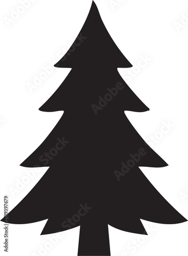 Silhouette of a Pine Tree: A minimalist depiction of a majestic pine tree, standing tall in silhouette. Emphasizing its classic shape and natural elegance.