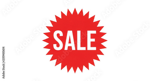 Red sale tag icon with sunburst design vector isolated on transparent background