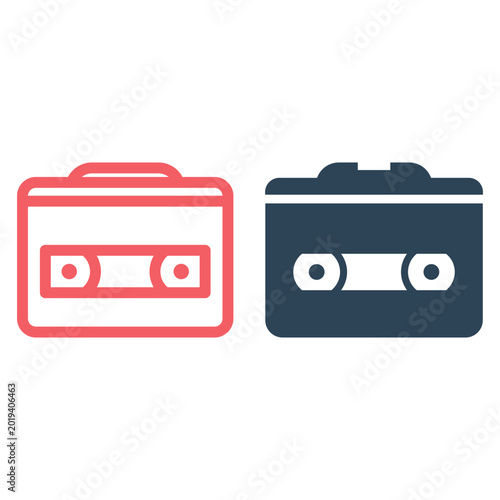 Cassette player icons set flat vector simple isolated illustration signage template design trendy