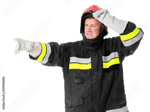 Mature male firefighter poi...