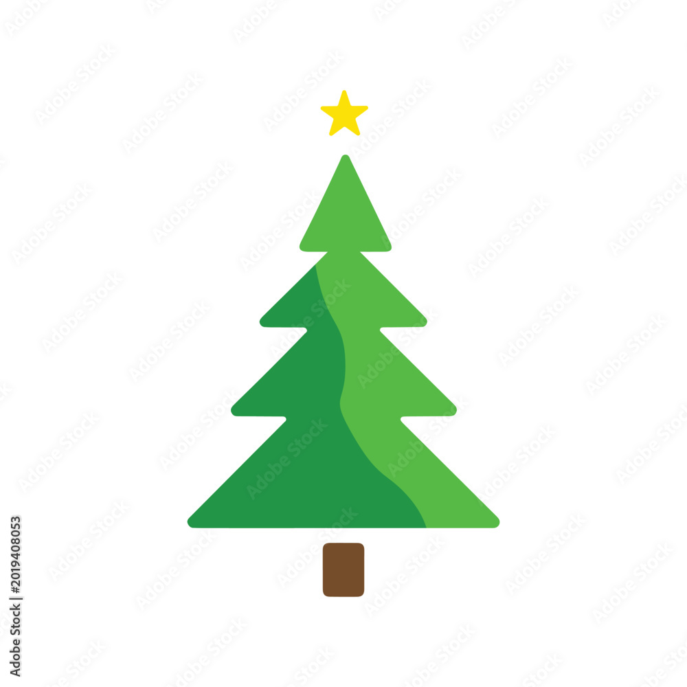 Fototapeta premium Christmas Tree Vector Icon Colorful Flat Holiday Decoration Tree Sticker Illustration