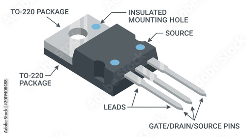To 220 package electronic component diagram with labeled parts
