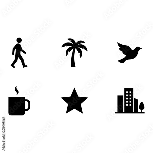Icon set with silhouette style, white background