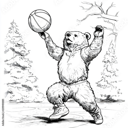 basketball player cartoon bear