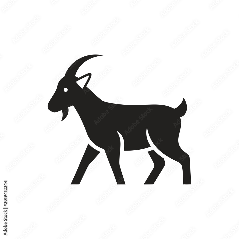 Fototapeta premium Minimalist Goat Silhouette Icon - Vector Illustration for Branding and Logo Design