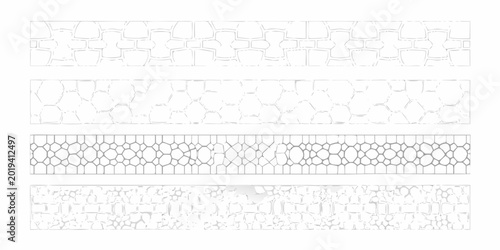 Obraz na płótnie Architectural section view of stone wall patterns vertical cross section line dr