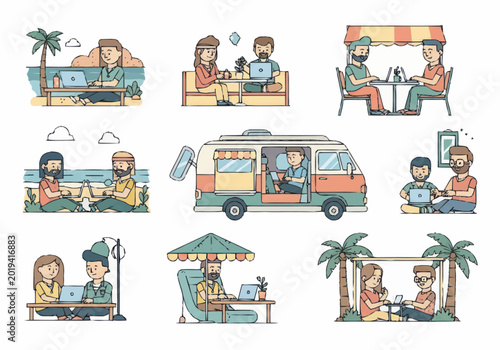 Photos People enjoying a colorful van.