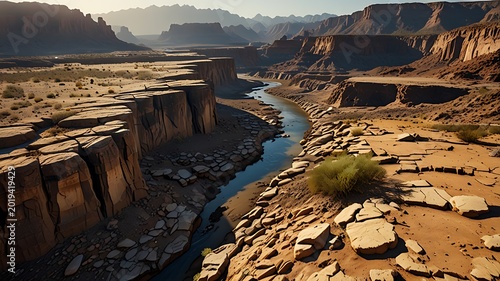 Photorealistic Environmental Documentary Scene of Drought-Stricken Rocky Terrain